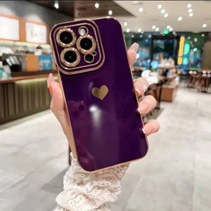 Luxury Heart Print Shockproof Phone Case For iPhone 14 Pro Max - PURPLE-SALE